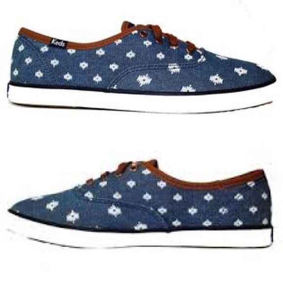 Keds in Blue chambray with white Ikat print - Picture 1 of 8